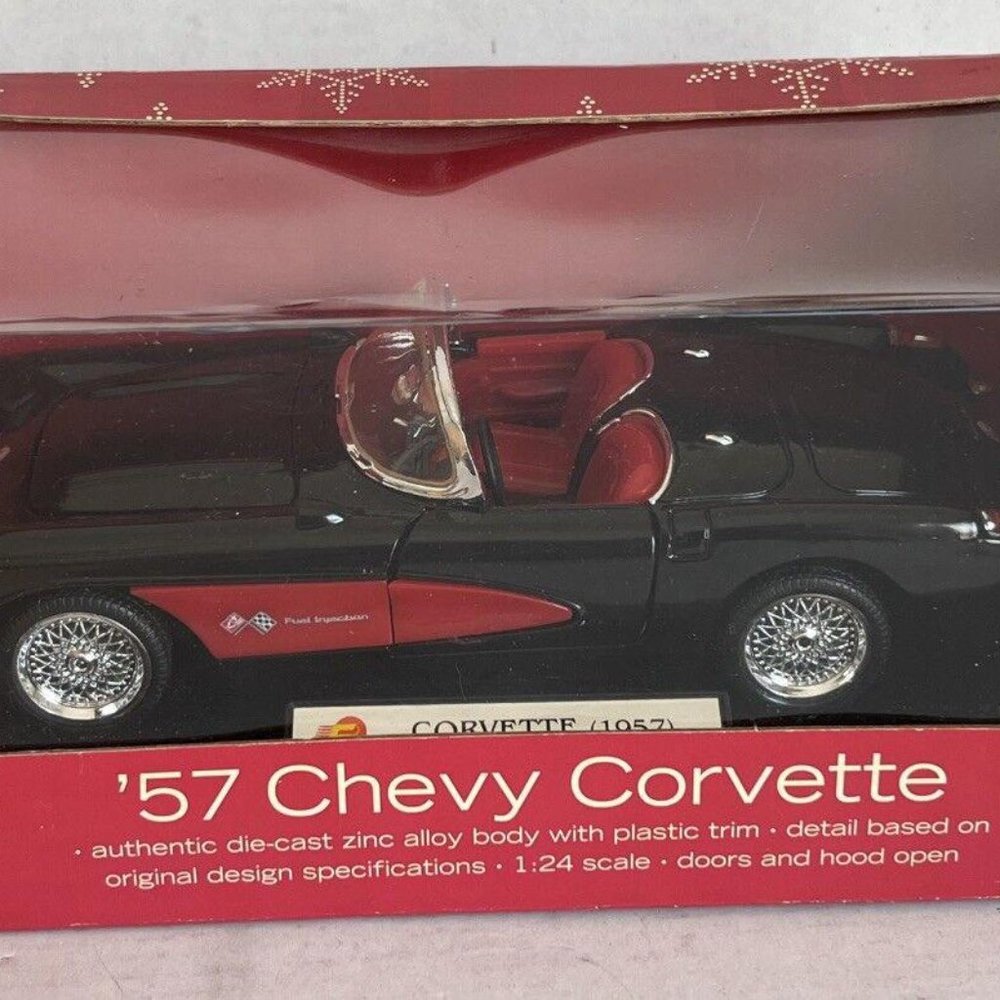 1957 Chevy Chevrolet Corvette Red White Diecast Collectible Model Car